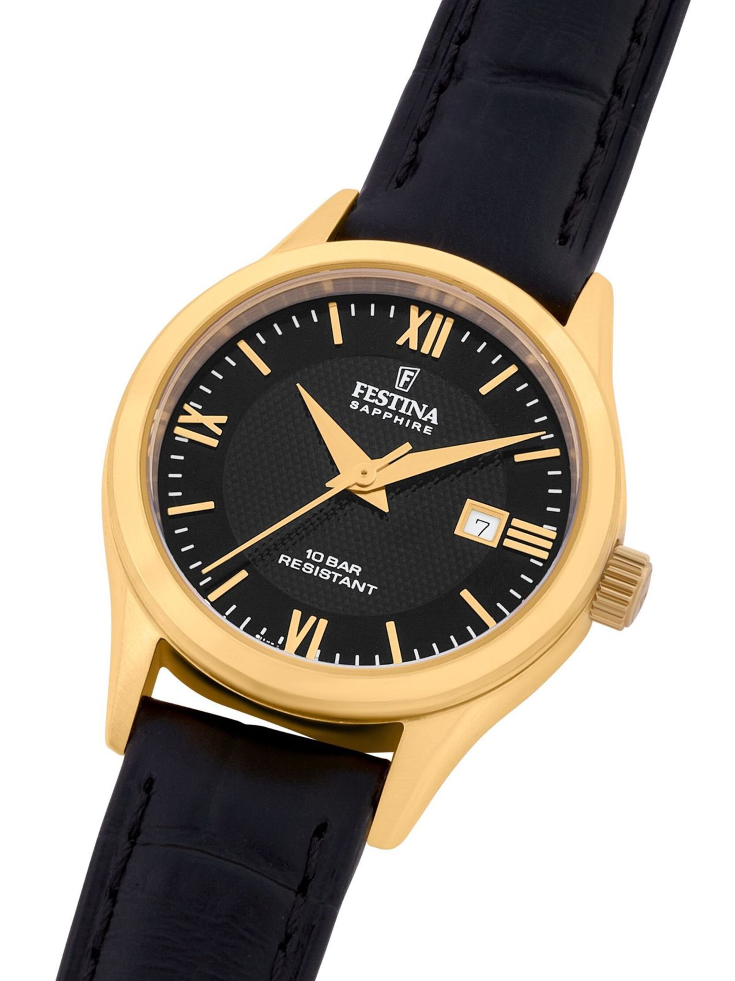 FESTINA Analoog horloge 'Date watch Classic Leather Swiss Made' in Zwart