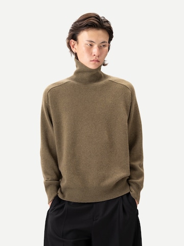 GOBI Cashmere Trui 'Unisex High-Neck Cashmere Sweater' in Groen: voorkant