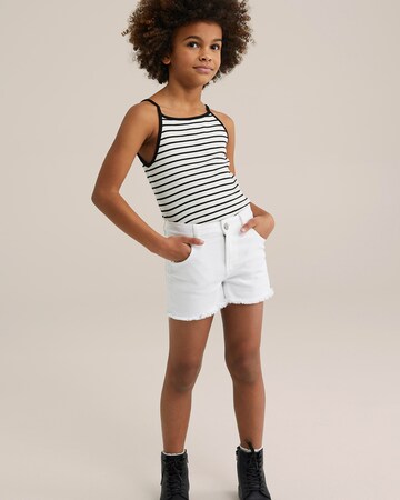 WE Fashion Slimfit Jeans i vit