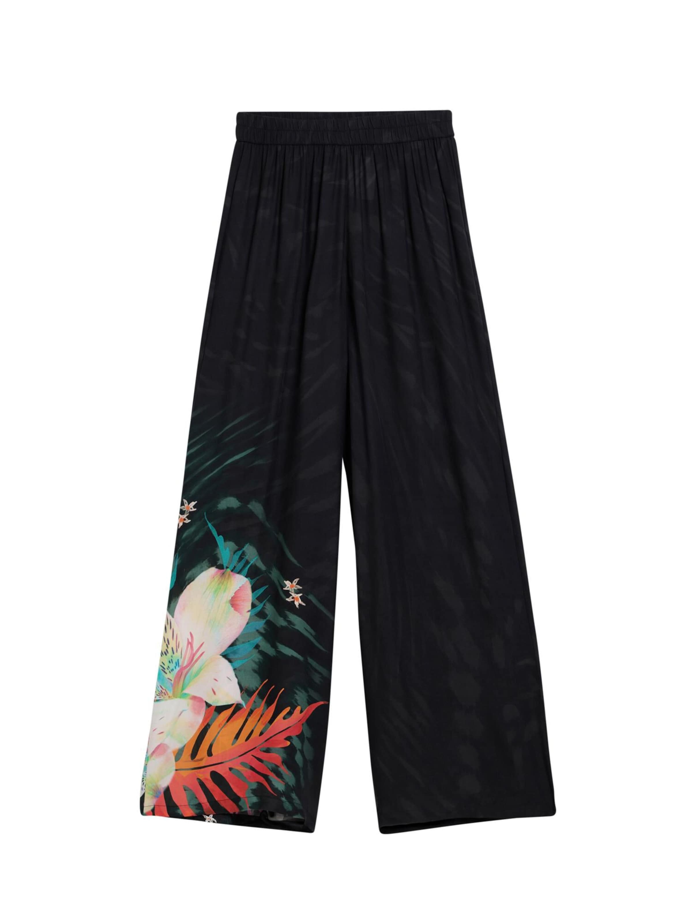 Desigual Wide leg Pants 'Tropical Fluid' in Black: front