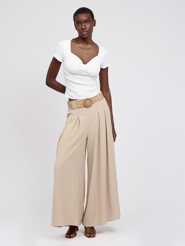 Wide Leg Pantalon à pince Influencer en beige
