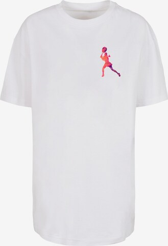 Maglietta 'Tennis Woman Silhouette' di Merchcode in bianco: frontale
