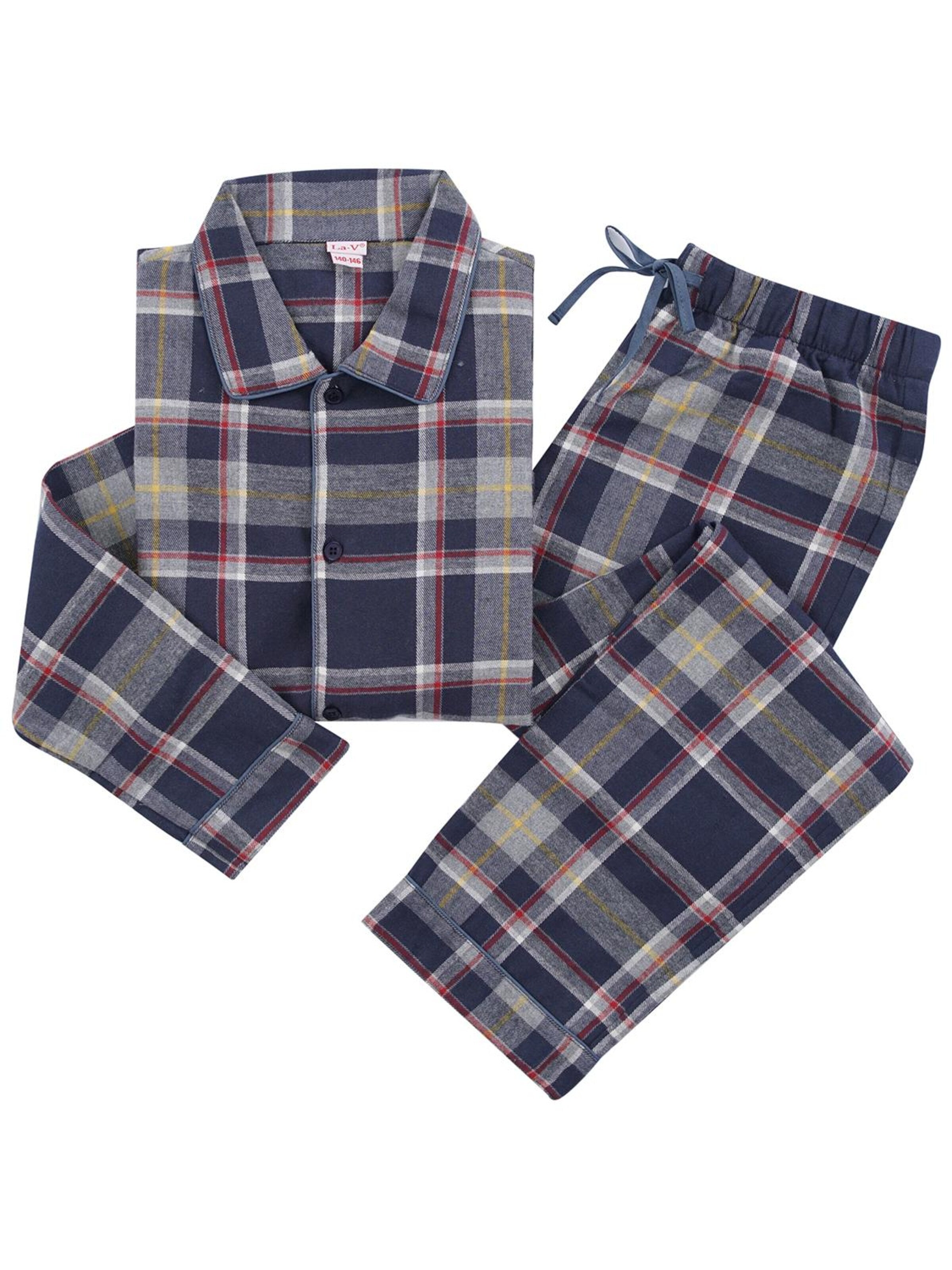 La V Nachtkledij 'Pyjamaset flanel boy' in Grijs: voorkant