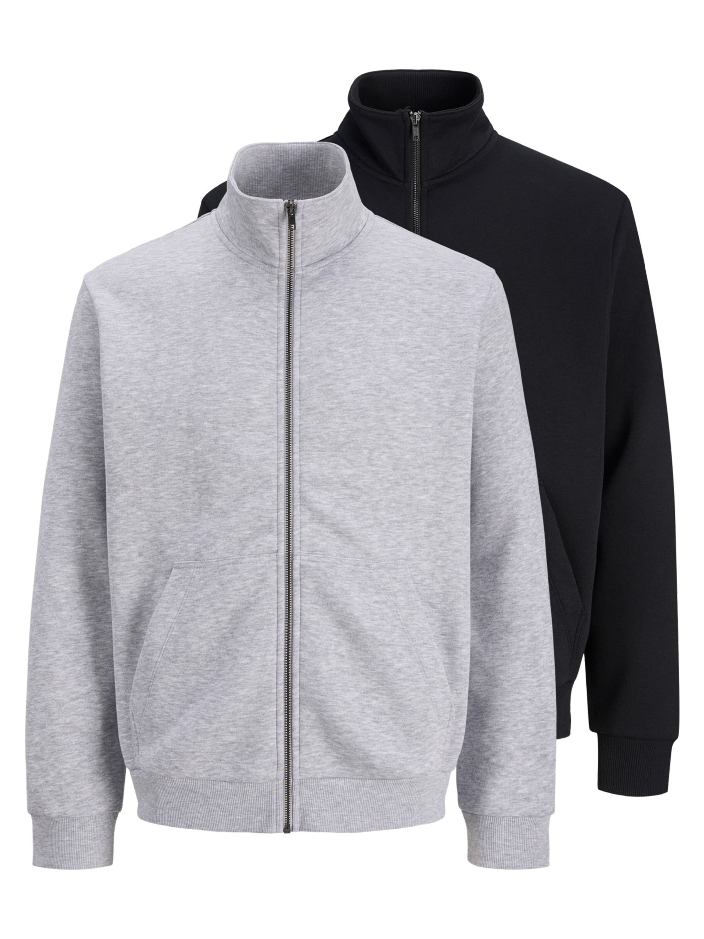 JACK & JONES Zip-Up Hoodie 'Bradley' in Grey: front