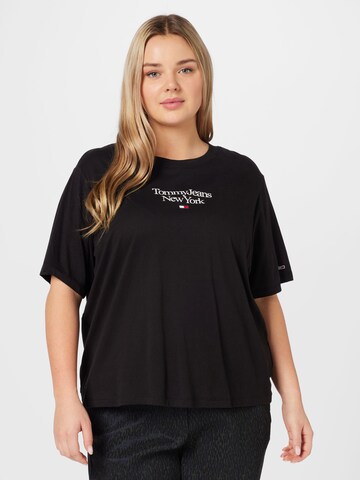 Tommy Jeans Curve T-Shirt 'Essential' in Schwarz: predná strana