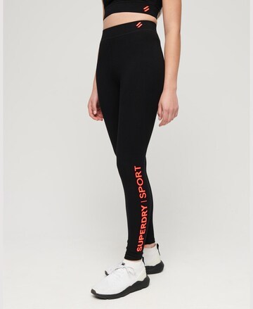 Superdry Skinny Workout Pants in Black: front