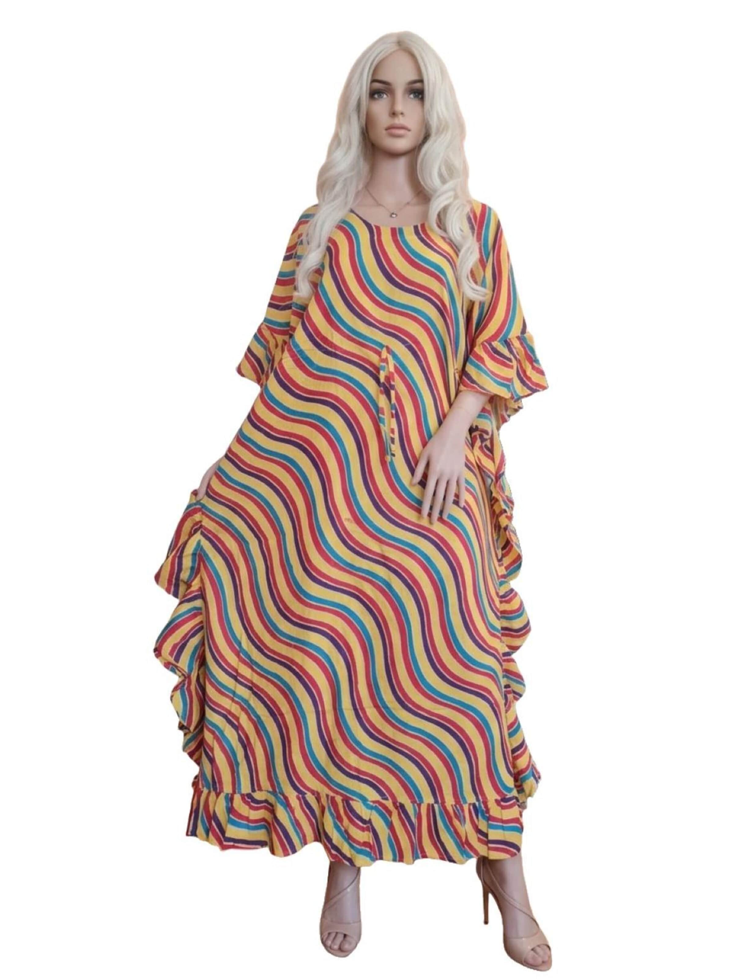 PfauGermany Dress 'Oversizekleid 'KAFTAN Free Size Brustumfang – 170 cm . Länge 130 cm'‌‌‌‌' in Mixed colors: front