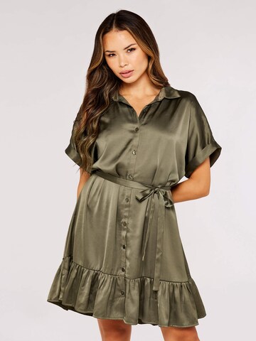 Apricot Shirt Dress in Green: front