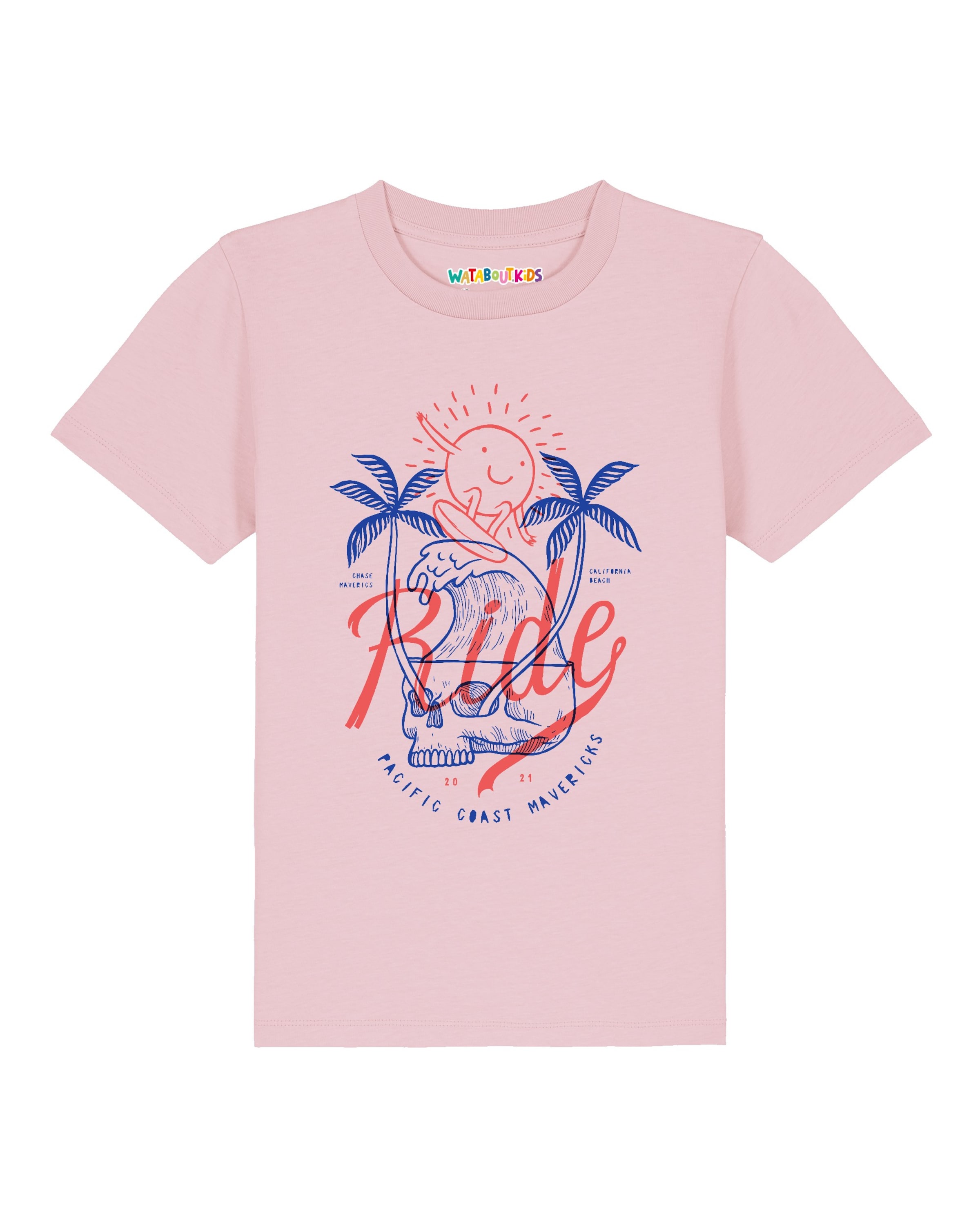 T-Shirt 'Ride the waves' watabout.kids en rose : devant