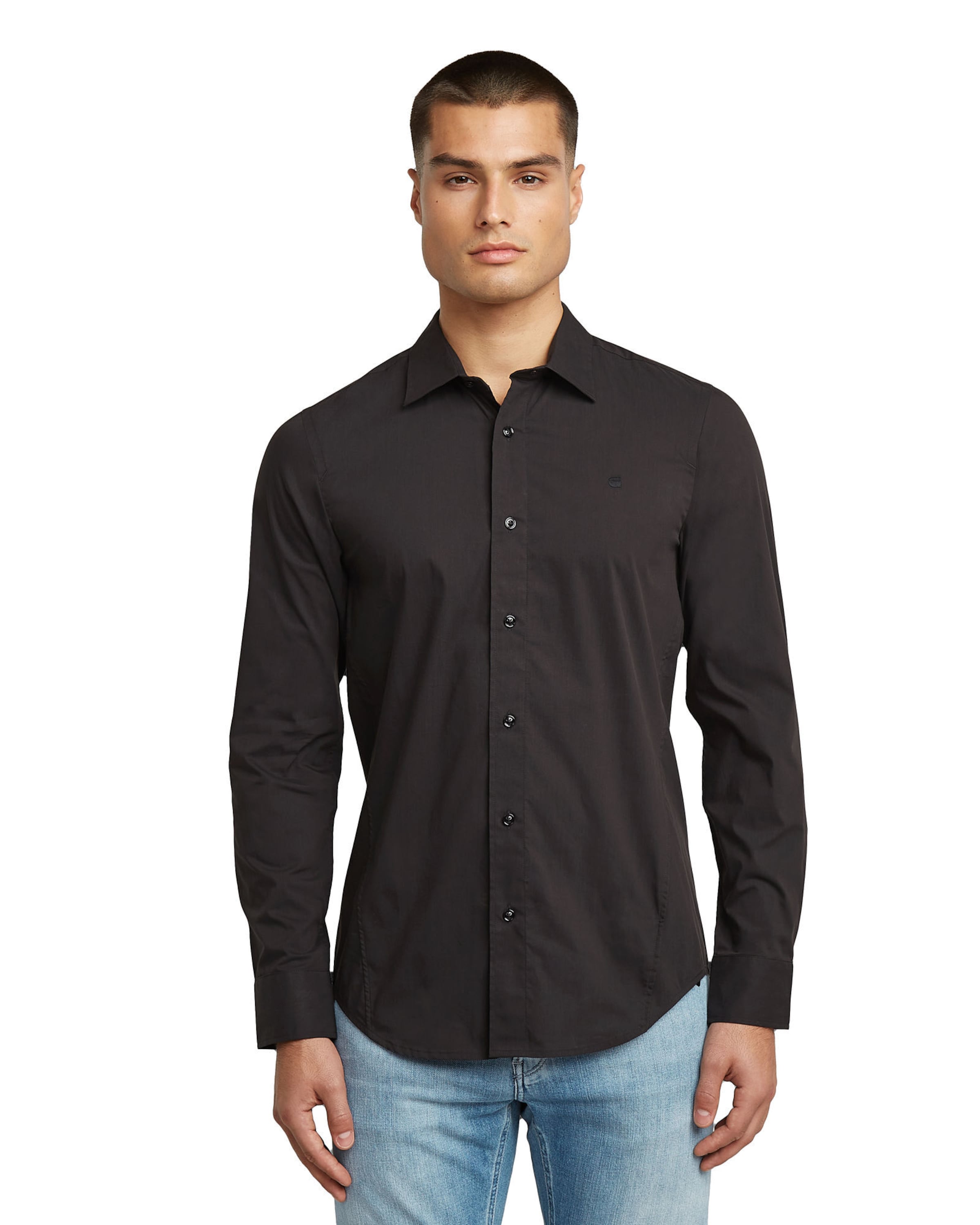 G-STAR Přiléhavý střih Košile 'Uniform' – černá: přední strana