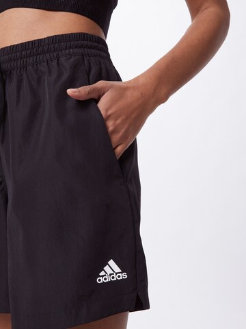 ADIDAS SPORTSWEAR Regular Workout Pants 'WVN LNGR SHORT' in Black