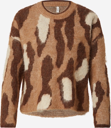 ONLY Свитер 'ONLEDELIE' в Коричневый: спереди