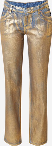 Monki Regular Jeans in Goud: voorkant