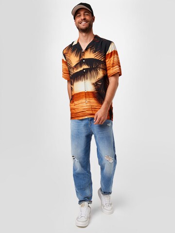 Redefined Rebel Regular fit Button Up Shirt 'Gael' in Orange