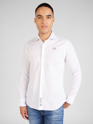 La Martina Slim fit Button Up Shirt in White: front