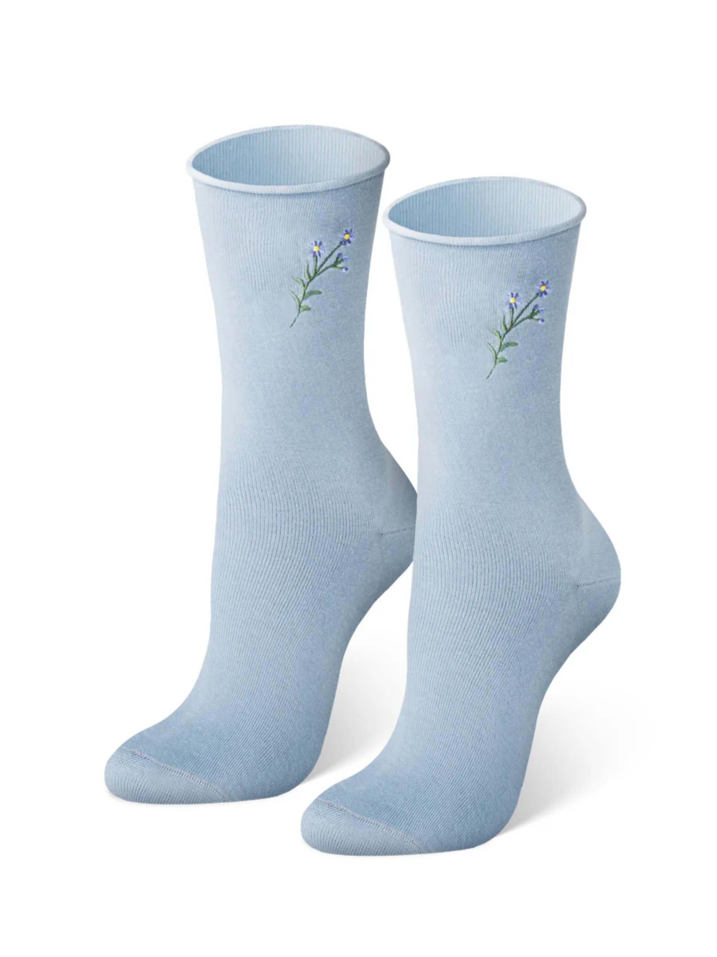 Von Jungfeld Socks 'Blumen' in Blue: front