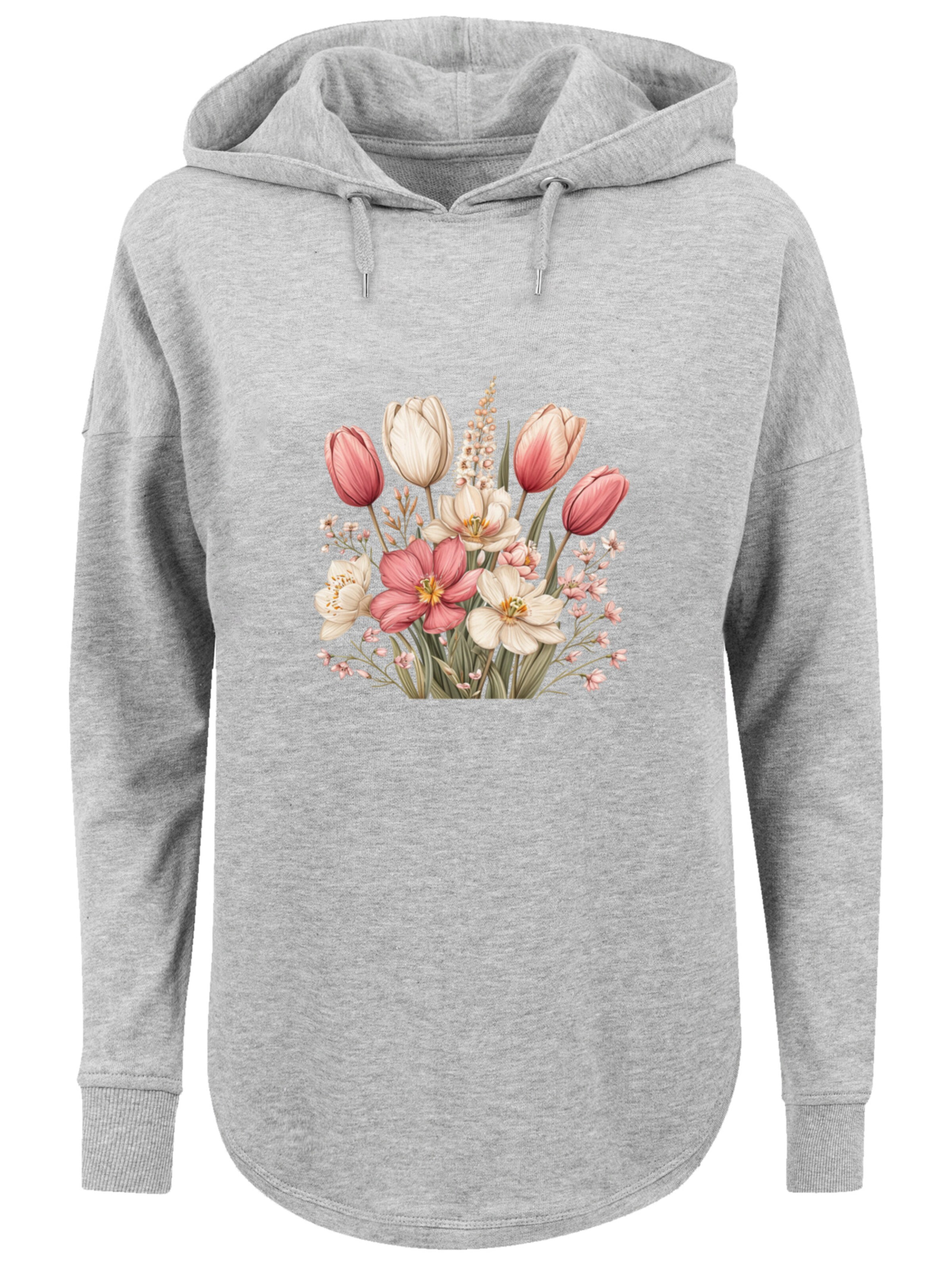 Sweat-shirt 'Rosa Weißer Frühlingsblumenstrauß' F4NT4STIC en gris : devant