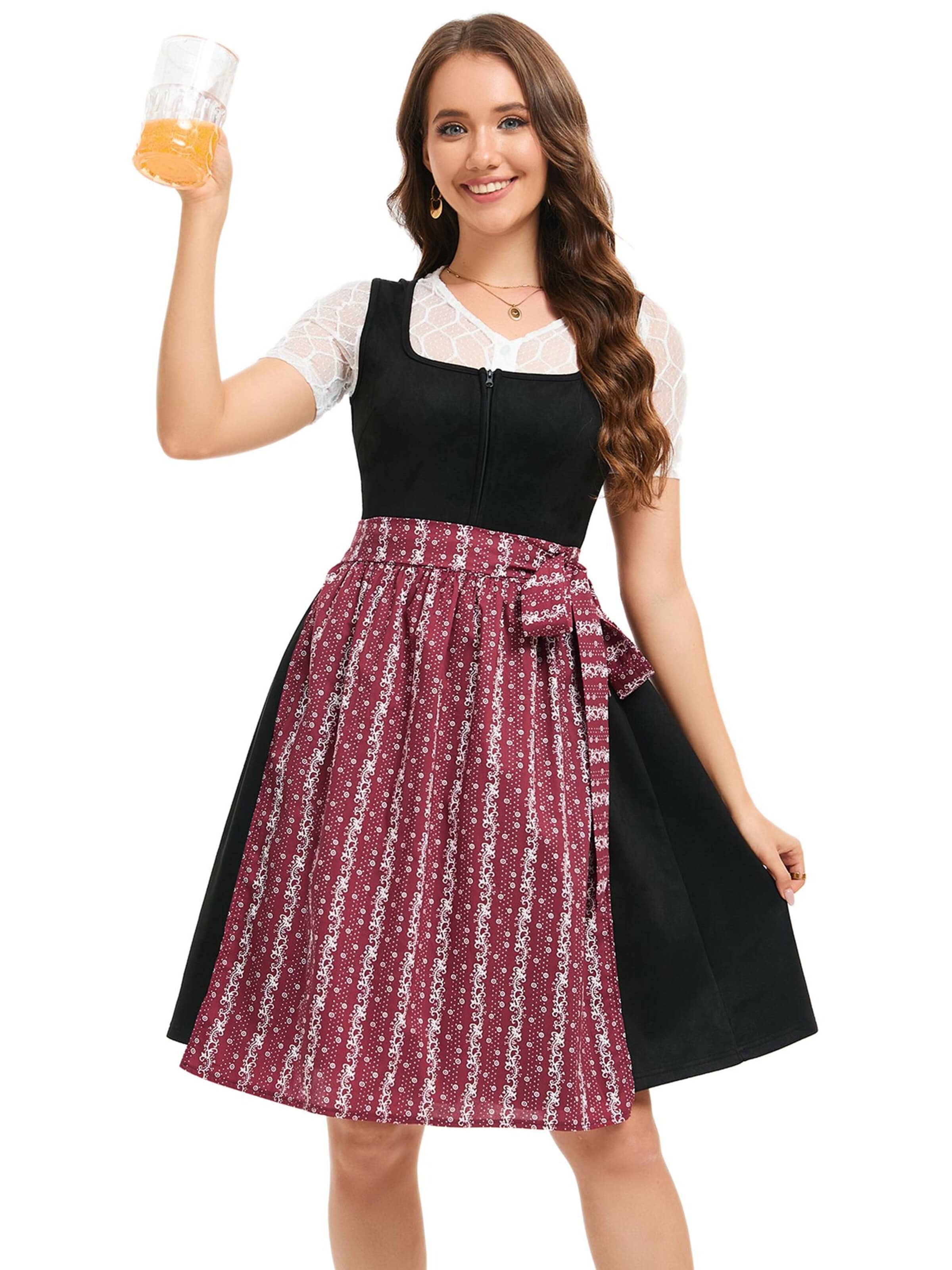 KoJooin Sukienka 'Deutsches Dirndlkleid für Damen, bayerisches Oktoberfest, Halloween, Karneval für die Feiertage' w kolorze czarny