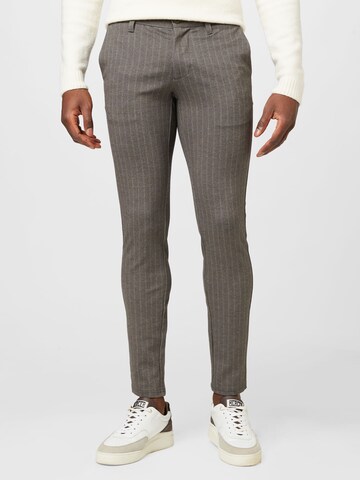 Coupe slim Pantalon chino 'MARK' Only & Sons en gris : devant