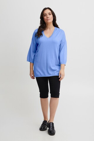 Fransa Curve Pullover 'Blume' in Blau