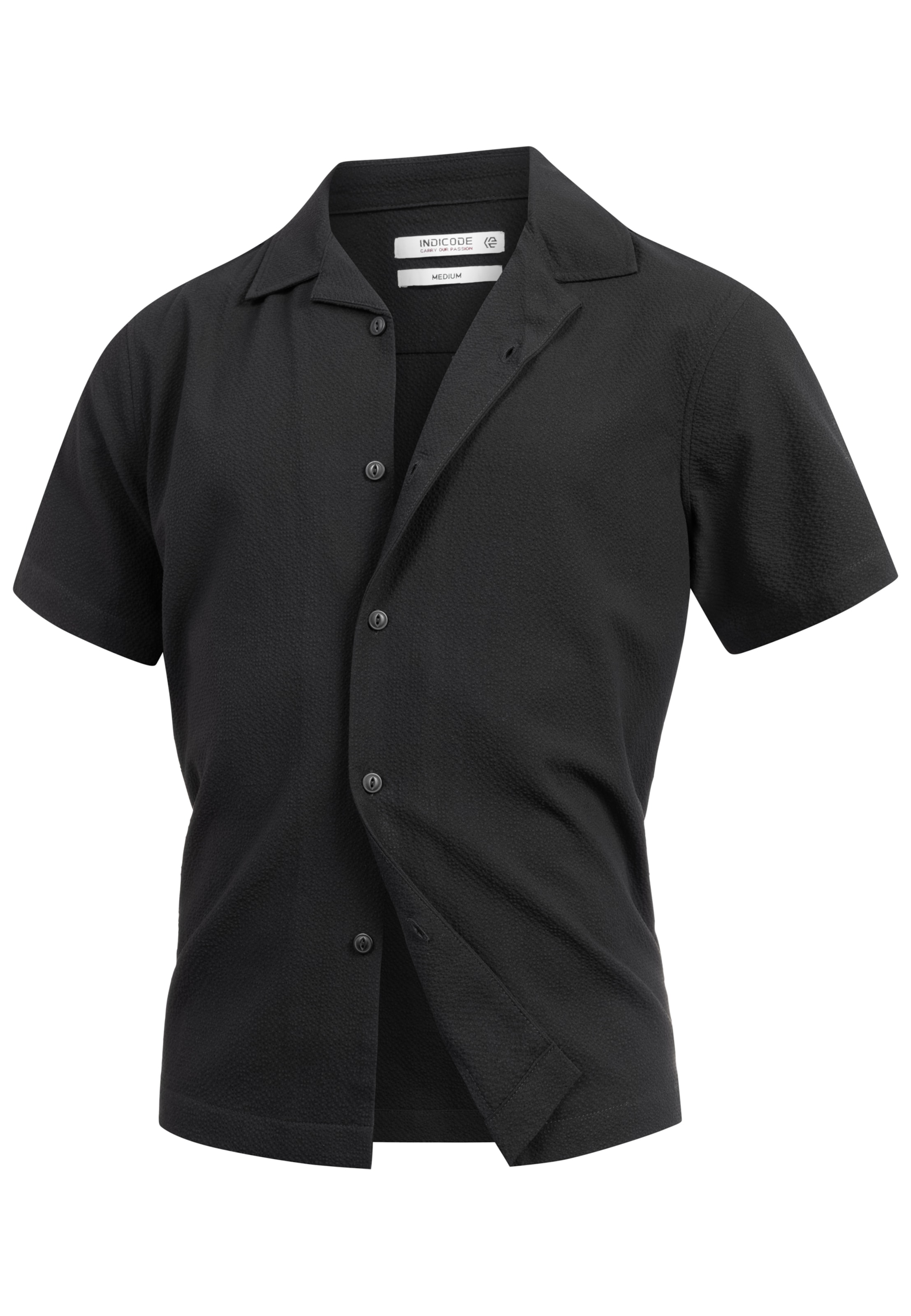 INDICODE JEANS Regular fit Button Up Shirt 'INDaminos' in Black: front
