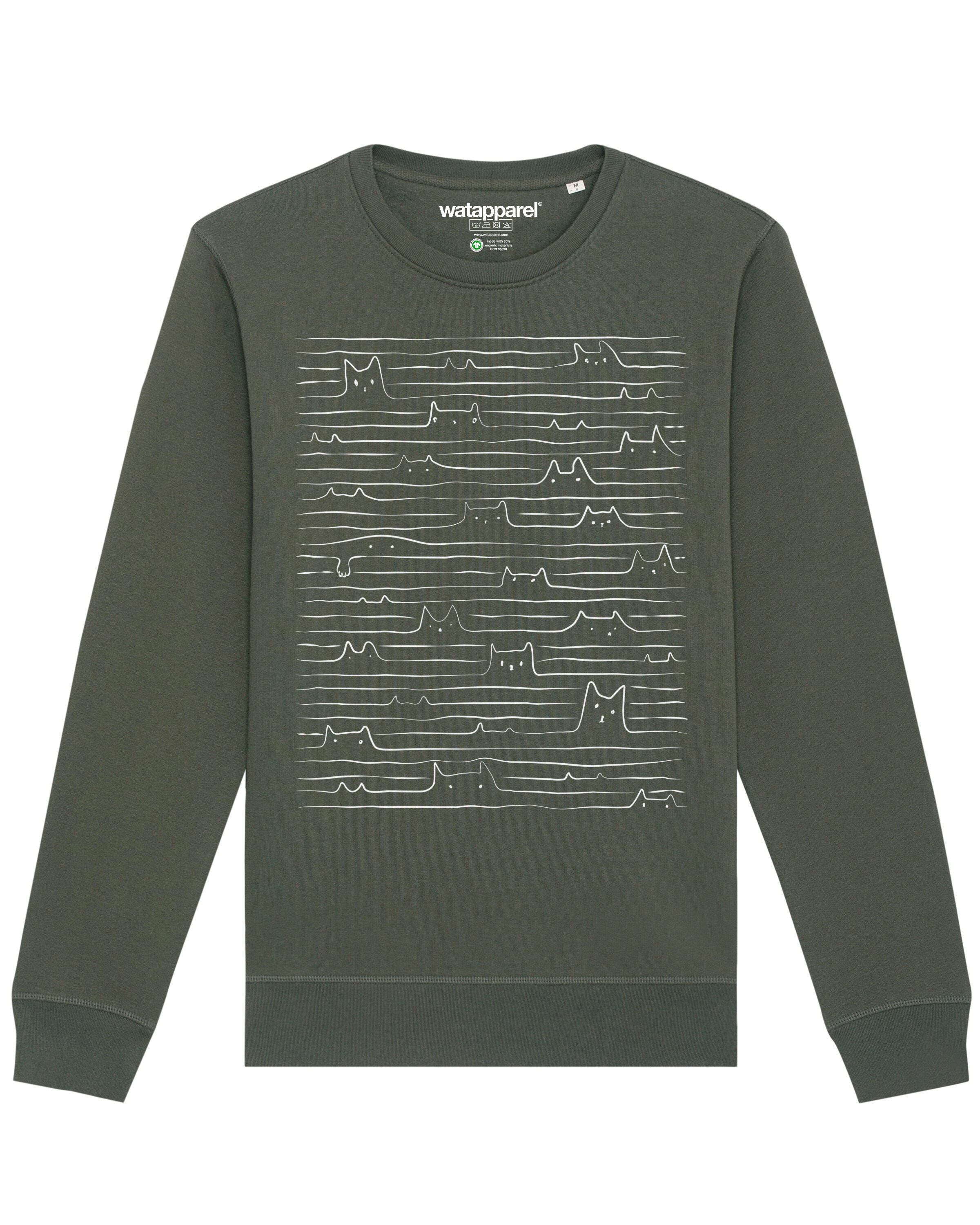 Watapparel Sweatshirt ' Doodle Cats ' in Groen: voorkant