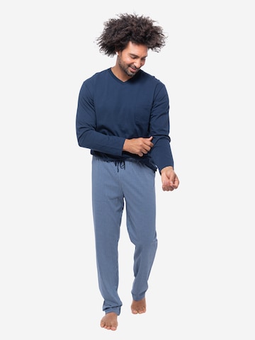 Ammann Pyjama lang 'Night & Home Cotton' in Blau