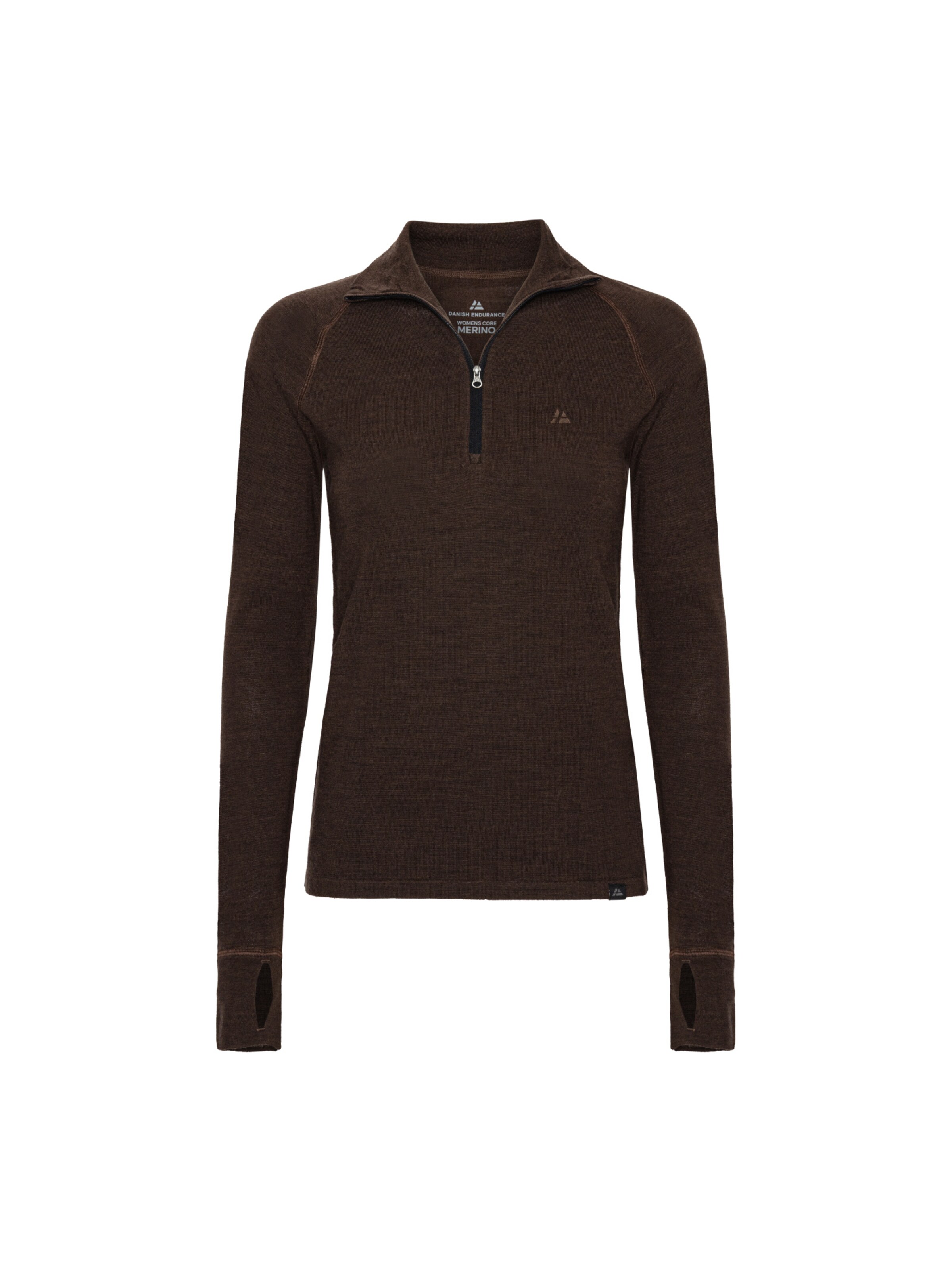 DANISH ENDURANCE Performance shirt 'Core Merino Half Zip Baselayer' in Brown: front
