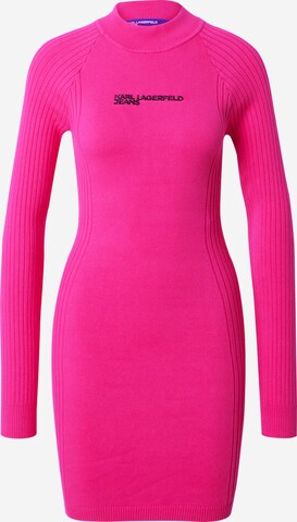 KARL LAGERFELD JEANS Stickad klänning i rosa: framsida