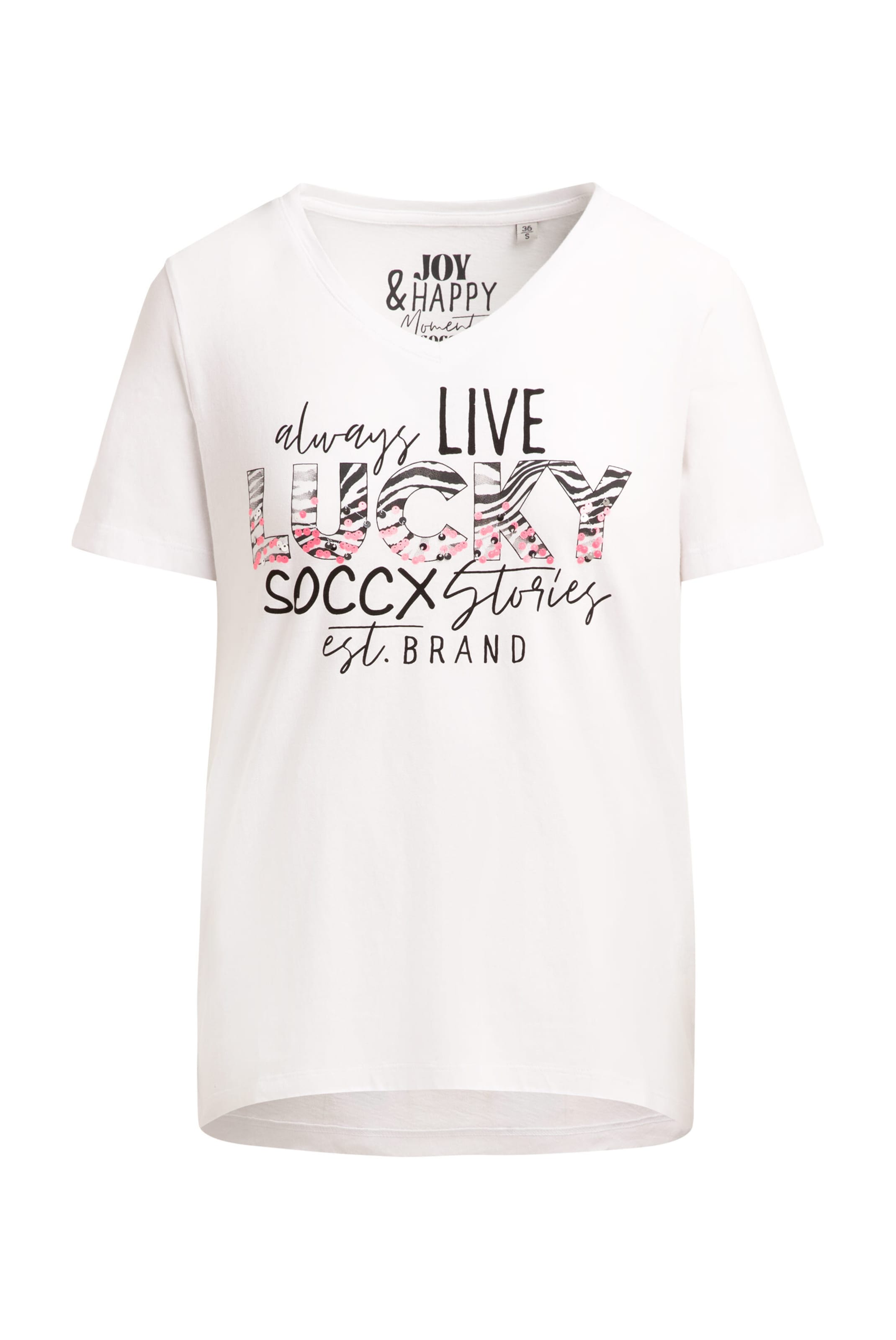 Soccx T-Shirt V-Neck mit Artwork in Weiß: Vorderseite