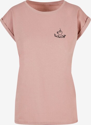 Merchcode T-Shirt 'But First Coffee' in Pink: predná strana
