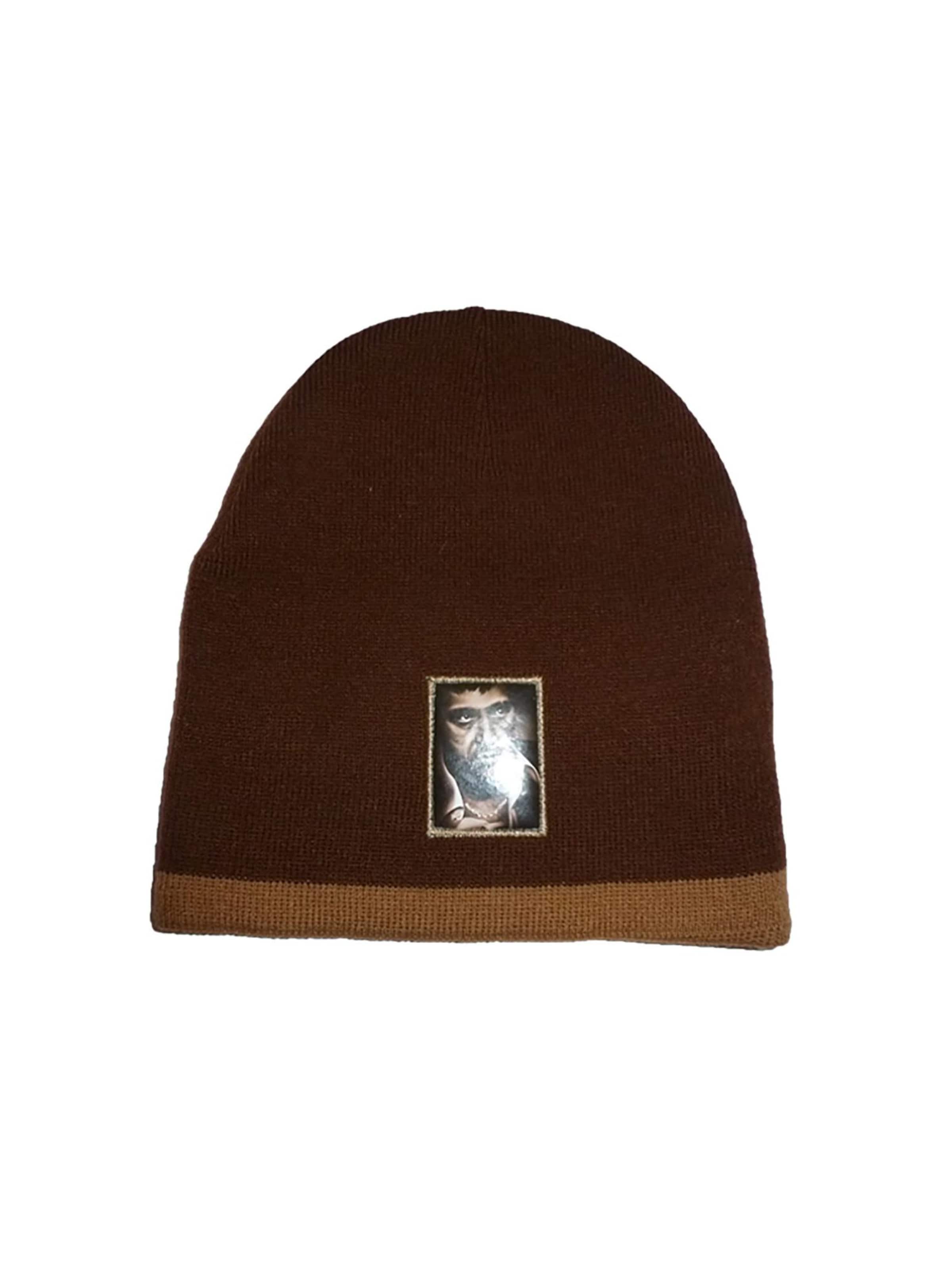 King Kameha Beanie 'SCARFACE' in Brown: front