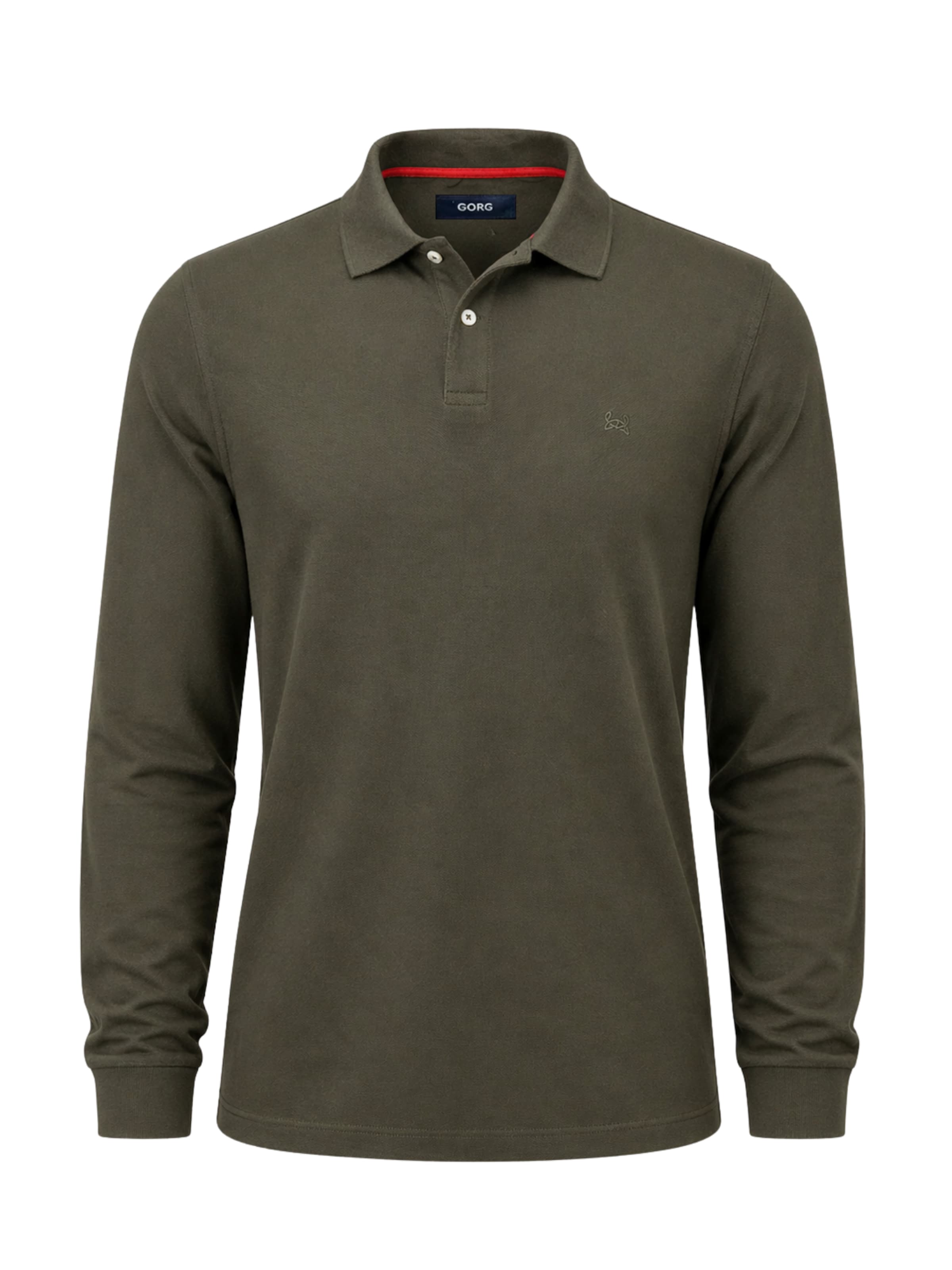 GORG Shirt 'Herren Langarm Poloshirt aus 100% Bio-Baumwolle' in Bruin: voorkant