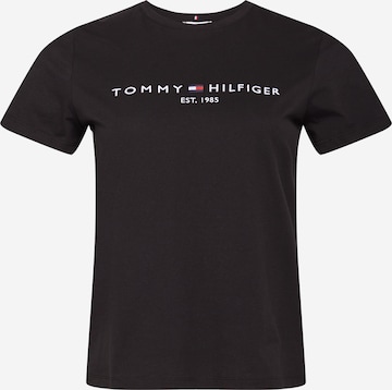 Tommy Hilfiger Curve Тениска в черно: отпред