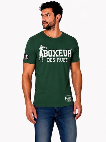 Boxeur des Rues Klederdracht shirt 'Herren T-Shirt Slim Fit Boxeur des Rues, Dunkelgrün, Weißes Logo, Premium-Baumwolle' in Groen