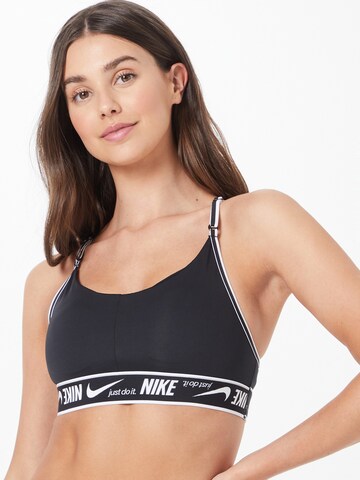 NIKE Bustier Sports-BH i sort: forside