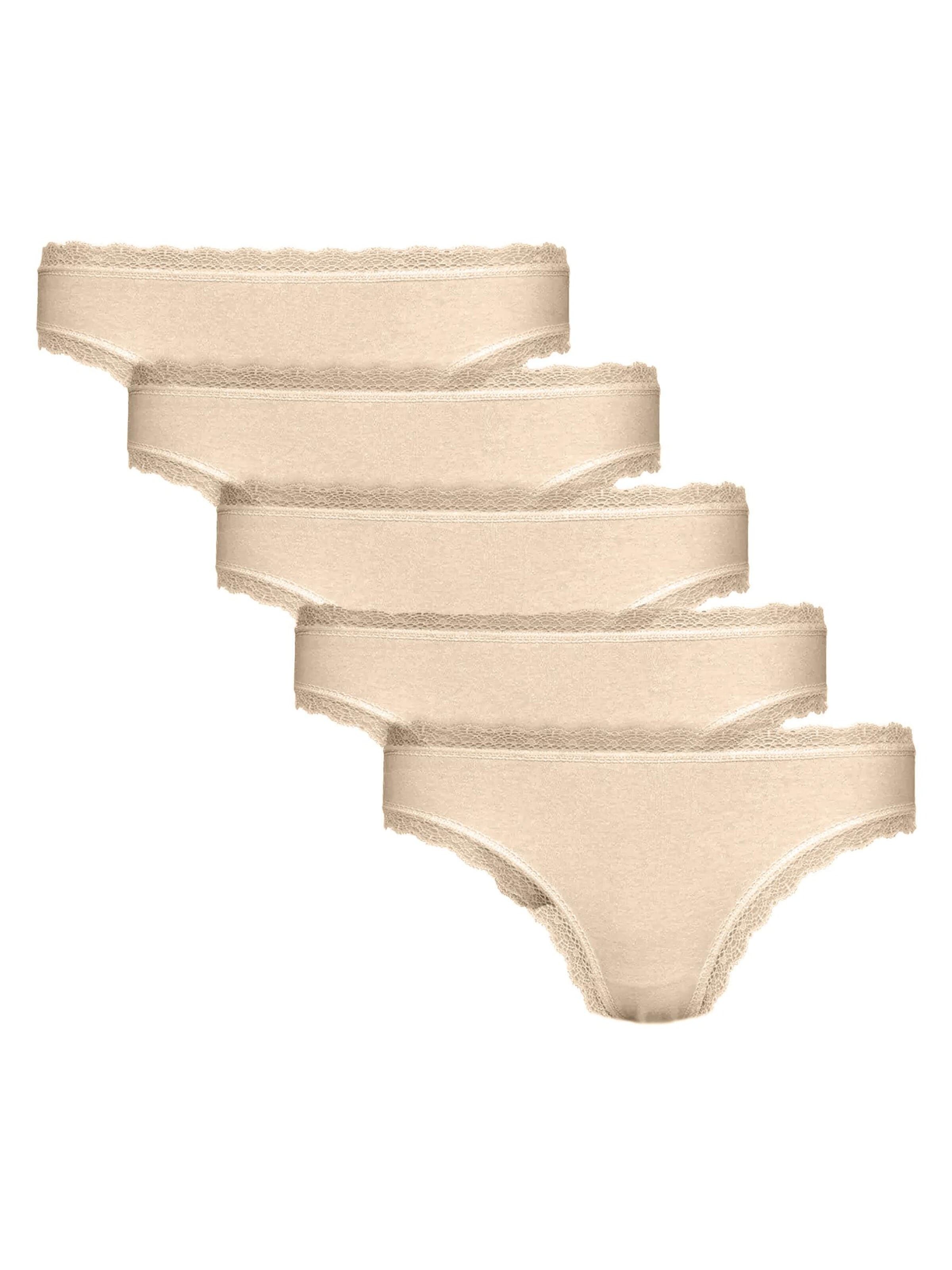 Maxte Thong 'COTTON LACE Tanga Women 5er Pack' in Beige: front