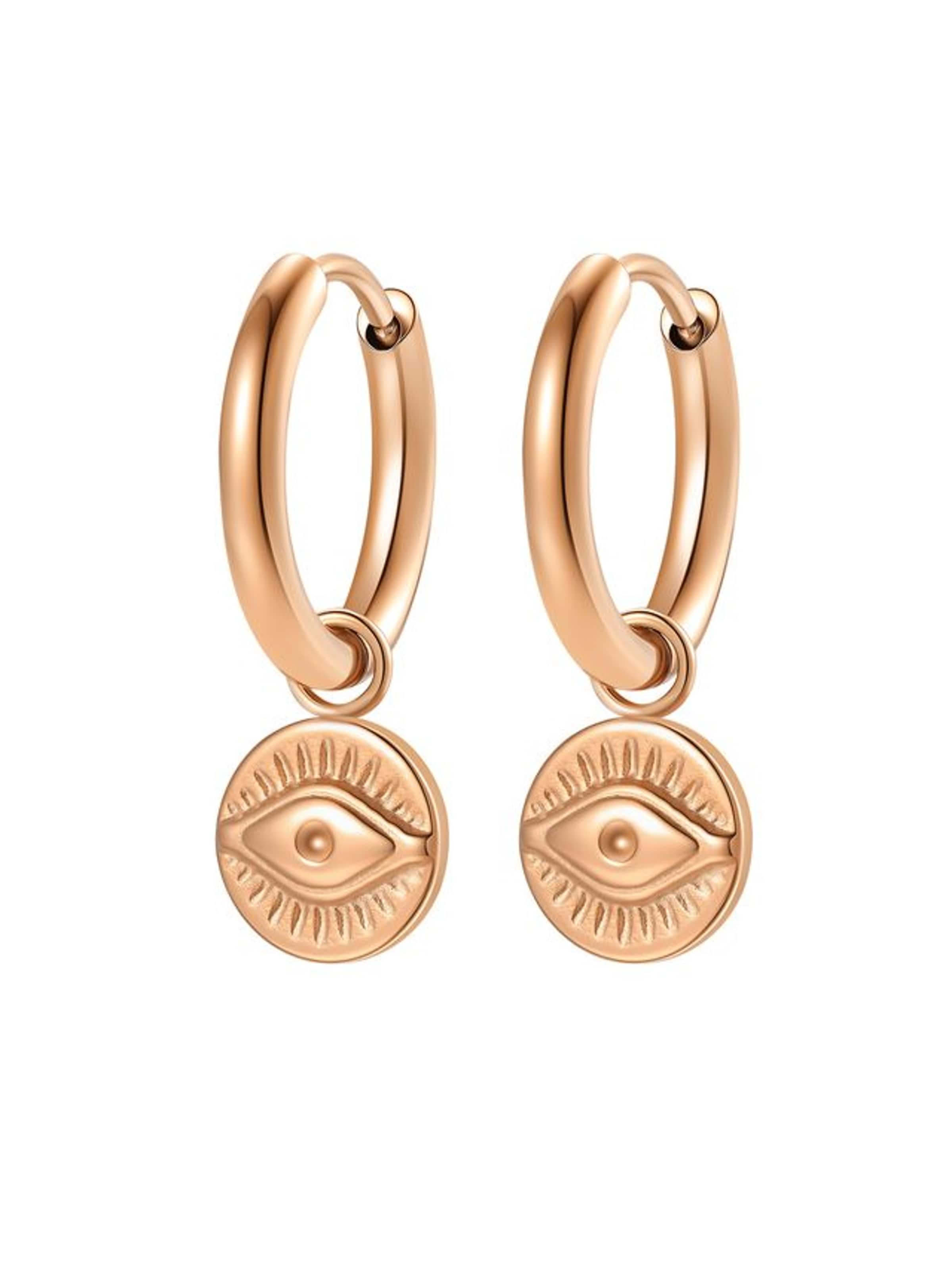 Orecchini 'Lucky Gaze' di Hey Happiness in oro: frontale