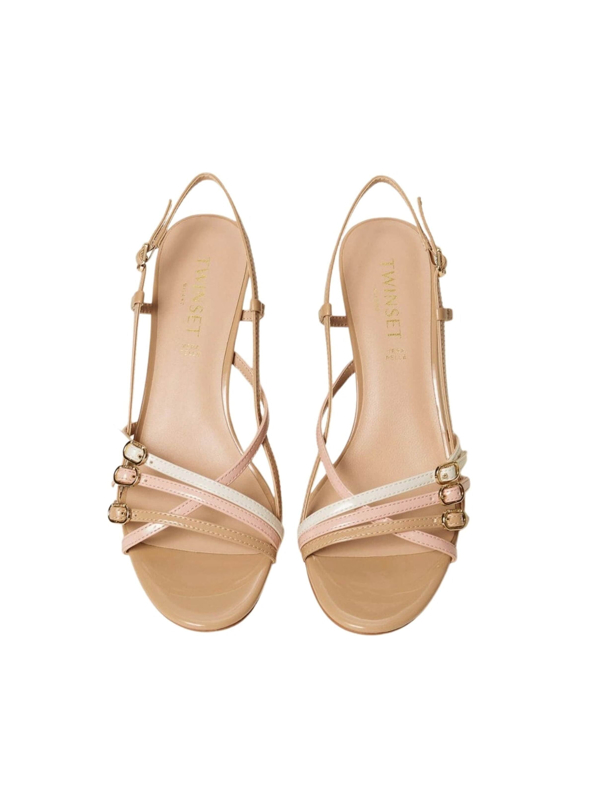 Twinset - Sandalias con hebilla 'High-heeled sandals with multicolor straps' en beige