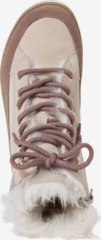 JANA Lace-Up Ankle Boots in Beige