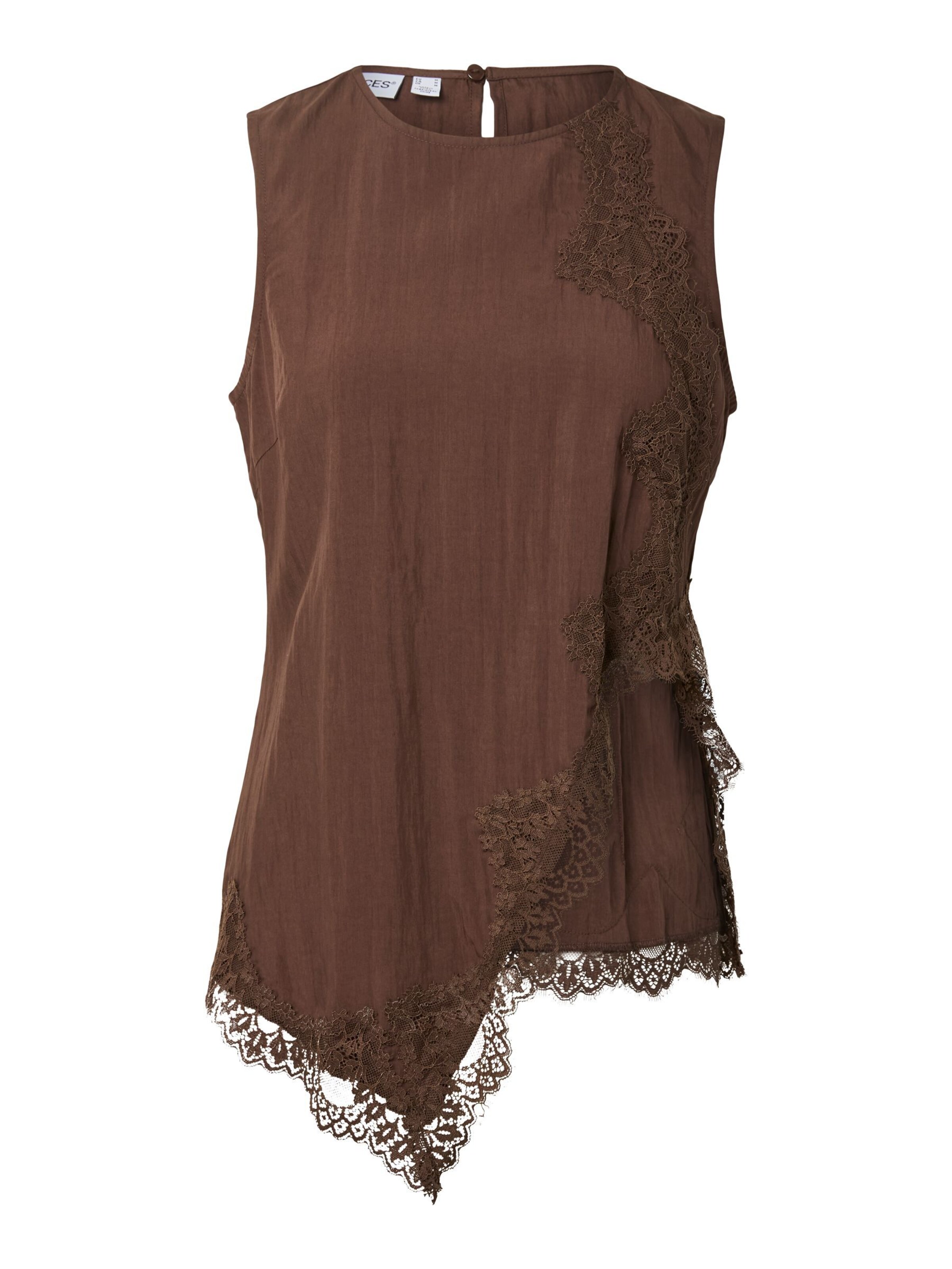 PIECES Top in Brown: front