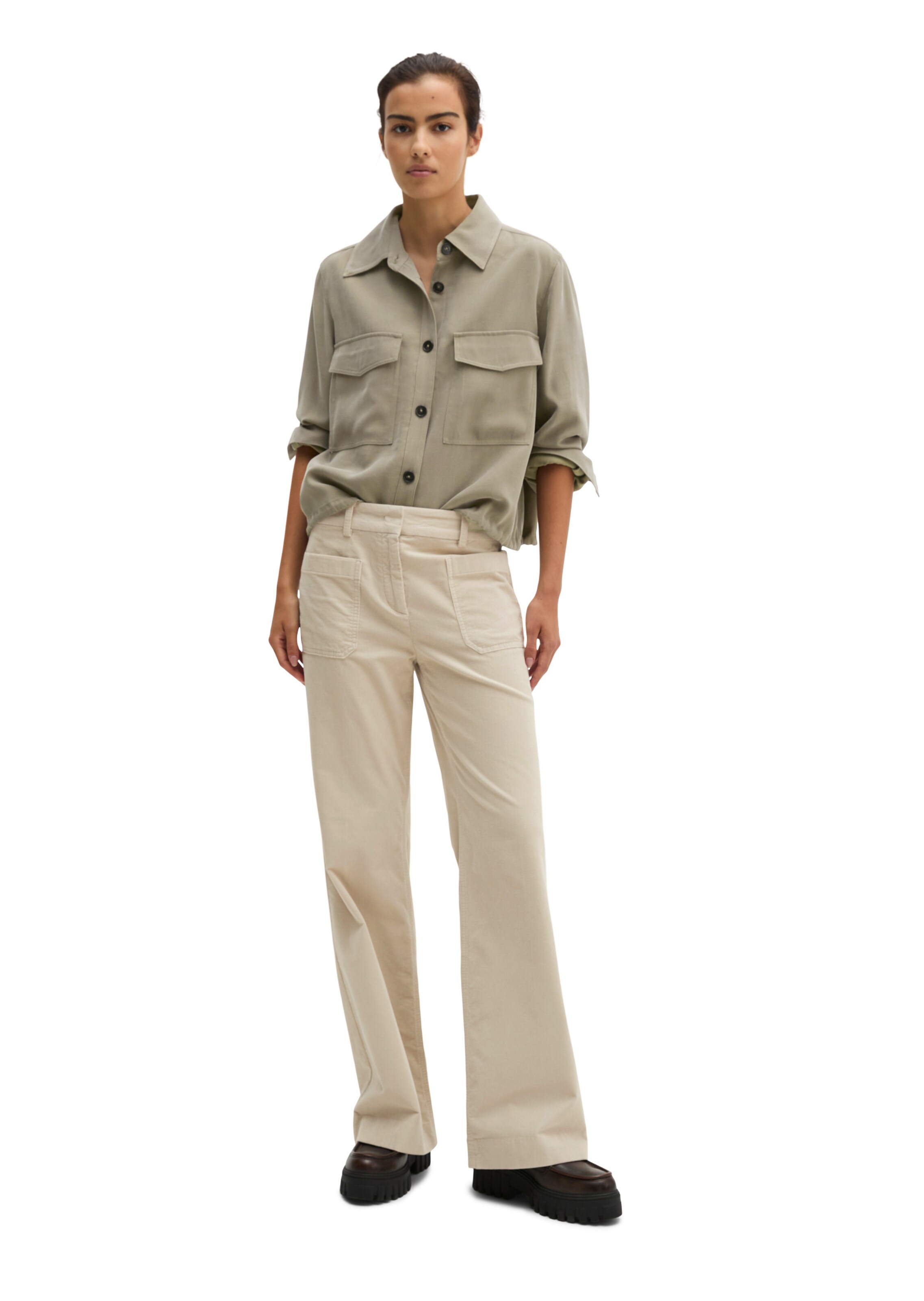 Marc O'Polo Flared Broek 'Marthe' in Beige