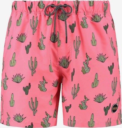 Shiwi Shorts de bain 'Cacti' en vert / vert clair / rose clair / noir, Vue avec produit