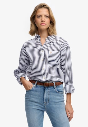 Superdry & Co Blouse 'Poplin' in Blauw: voorkant