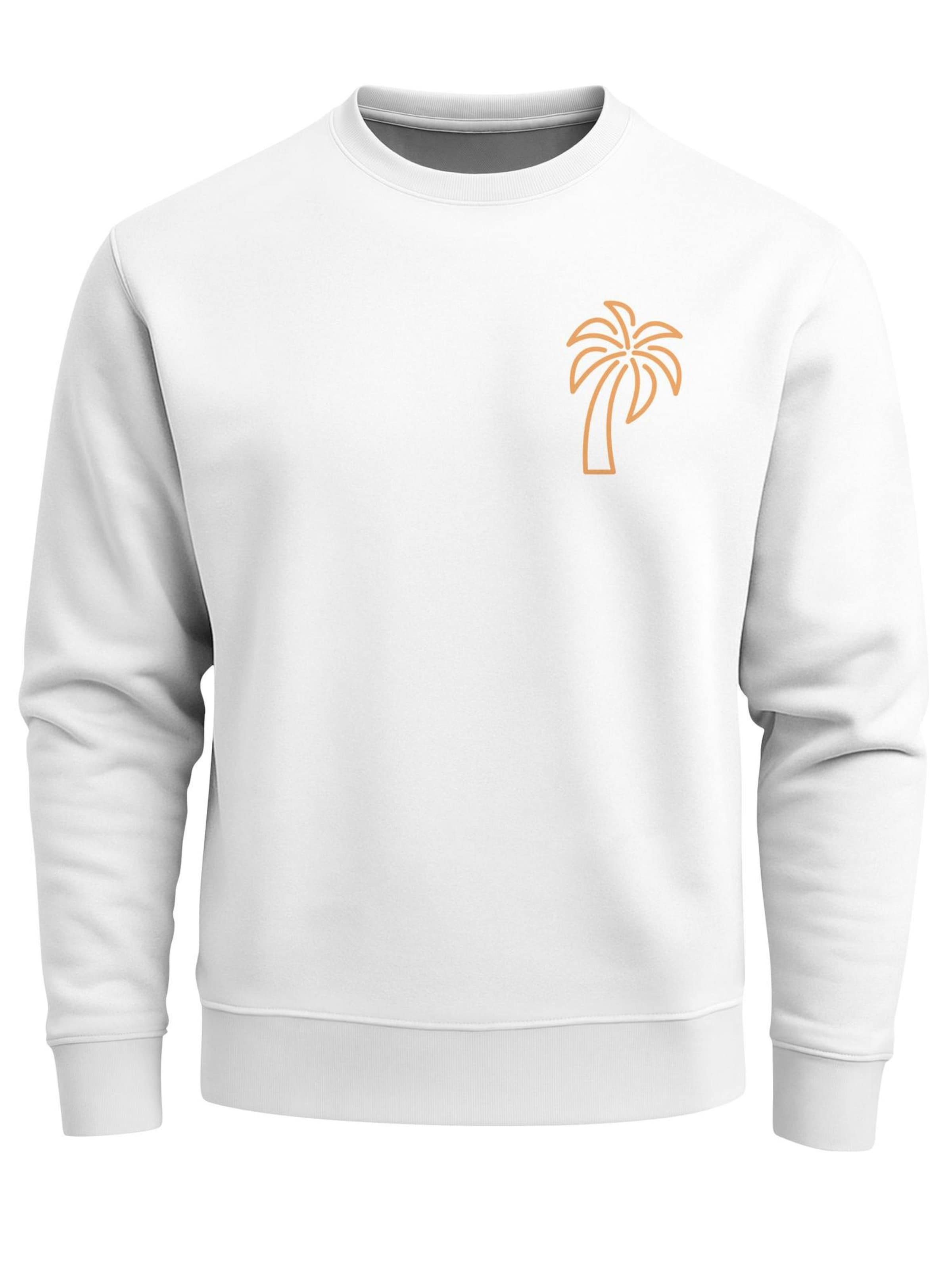 Neverless Sweatshirt 'Palm Lineart Logo'‌‌ in Weiß: Vorderseite