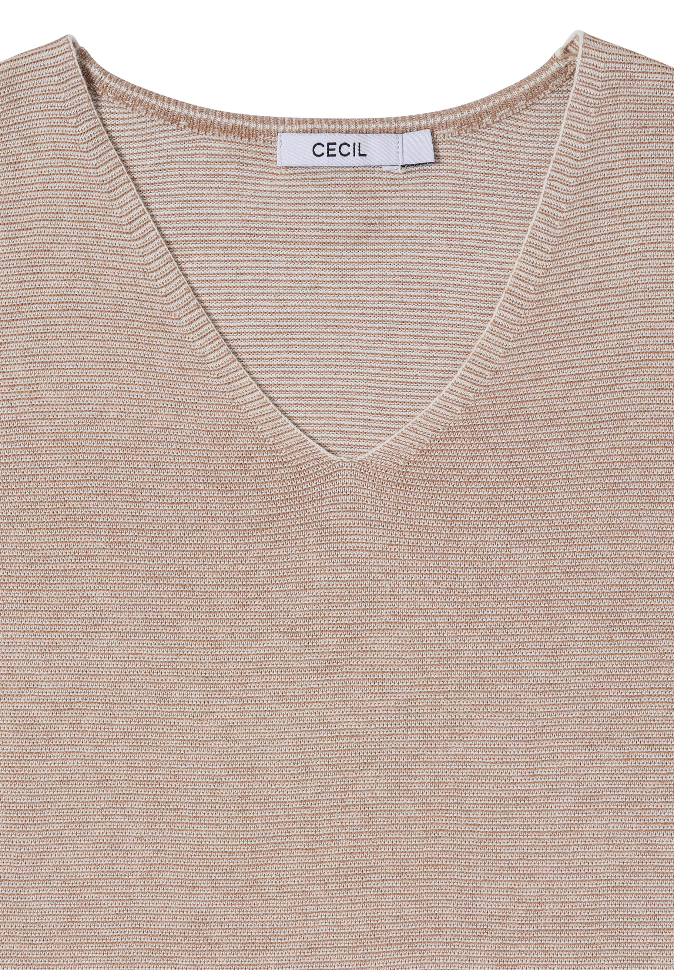 CECIL Pullover im Two-Tone-Look mit V-Neck in Braun