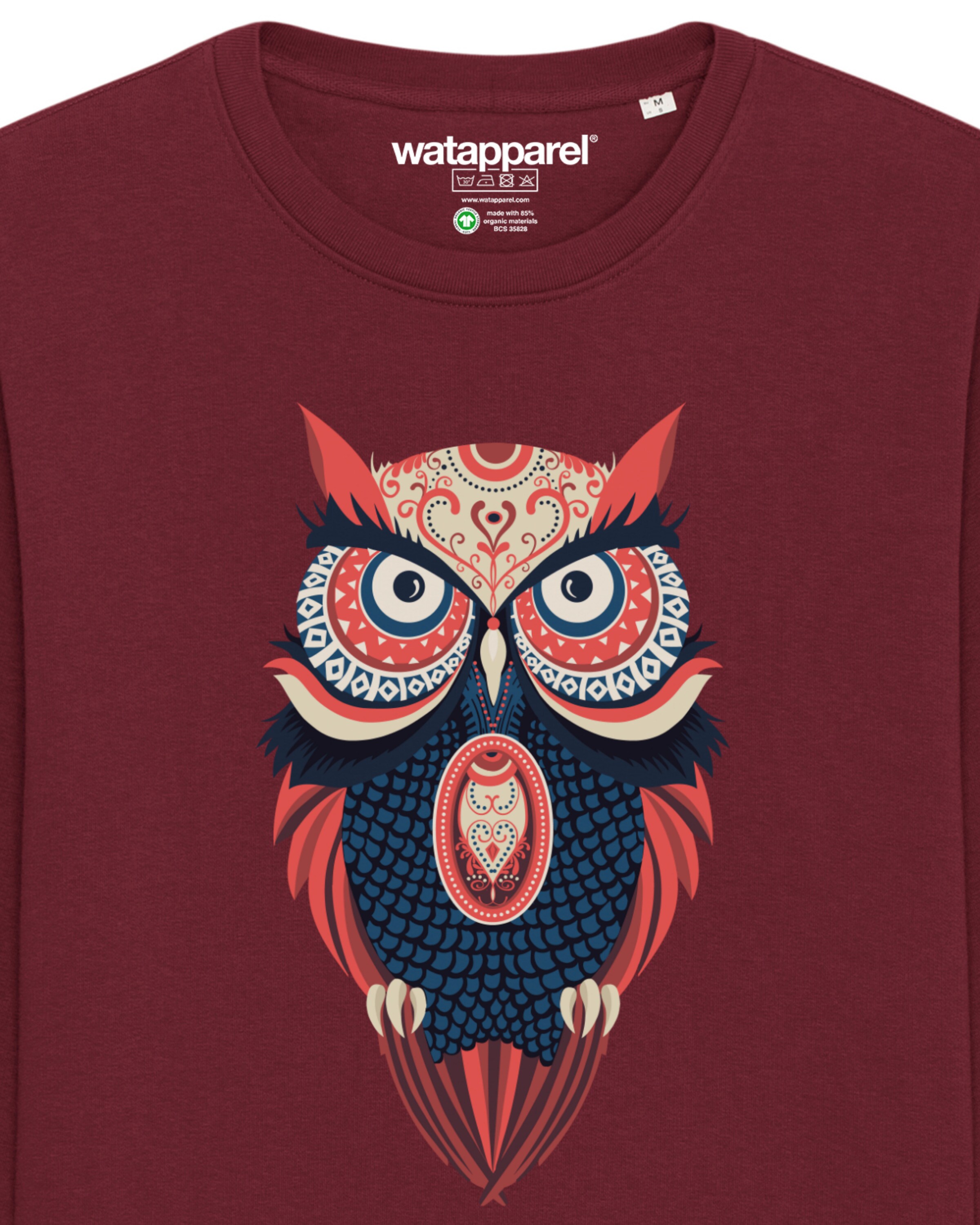 Watapparel Sweatshirt ' Colorful Owl ' in Rood