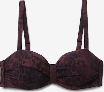 CALZEDONIA T-Shirt Bikinitop 'SHINY SATIN' in Braun: Vorderseite