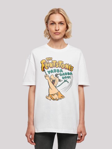 F4NT4STIC Oversized shirt 'Familie Feuerstein Fred Yabba Dabba Doo' in Wit: voorkant
