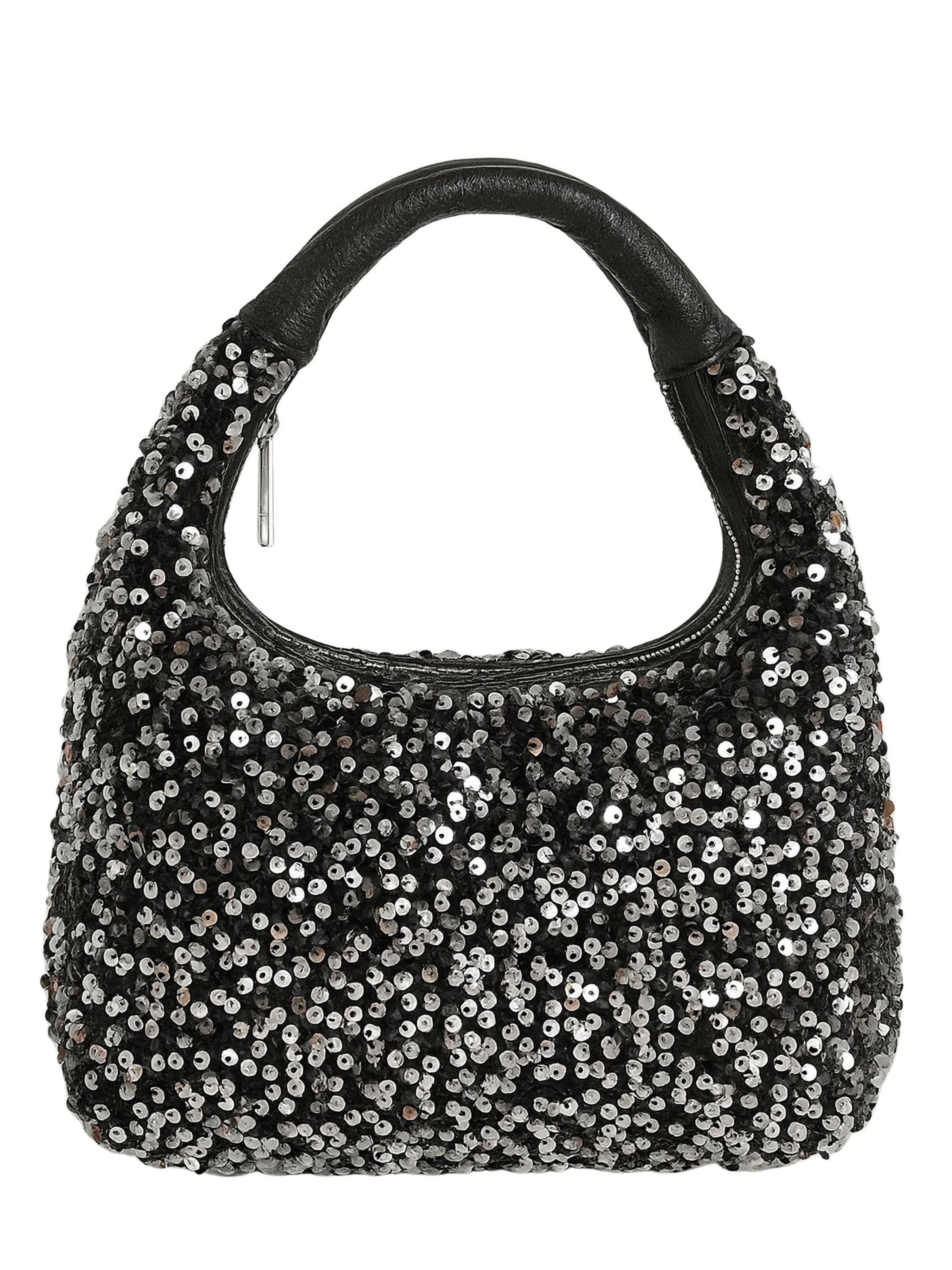COLLEZIONE ALESSANDRO Shoulder Bag 'Pailetten' in Silver: front